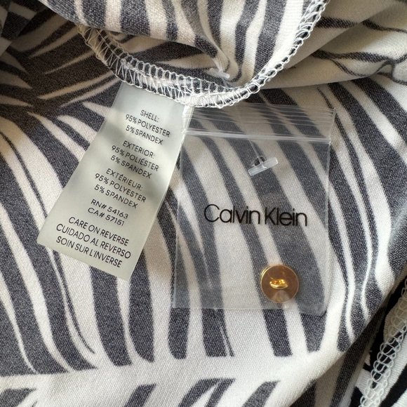 Calvin Klein Black/White Leaf Print Sleeveless Top sz S - Picture 4 of 6